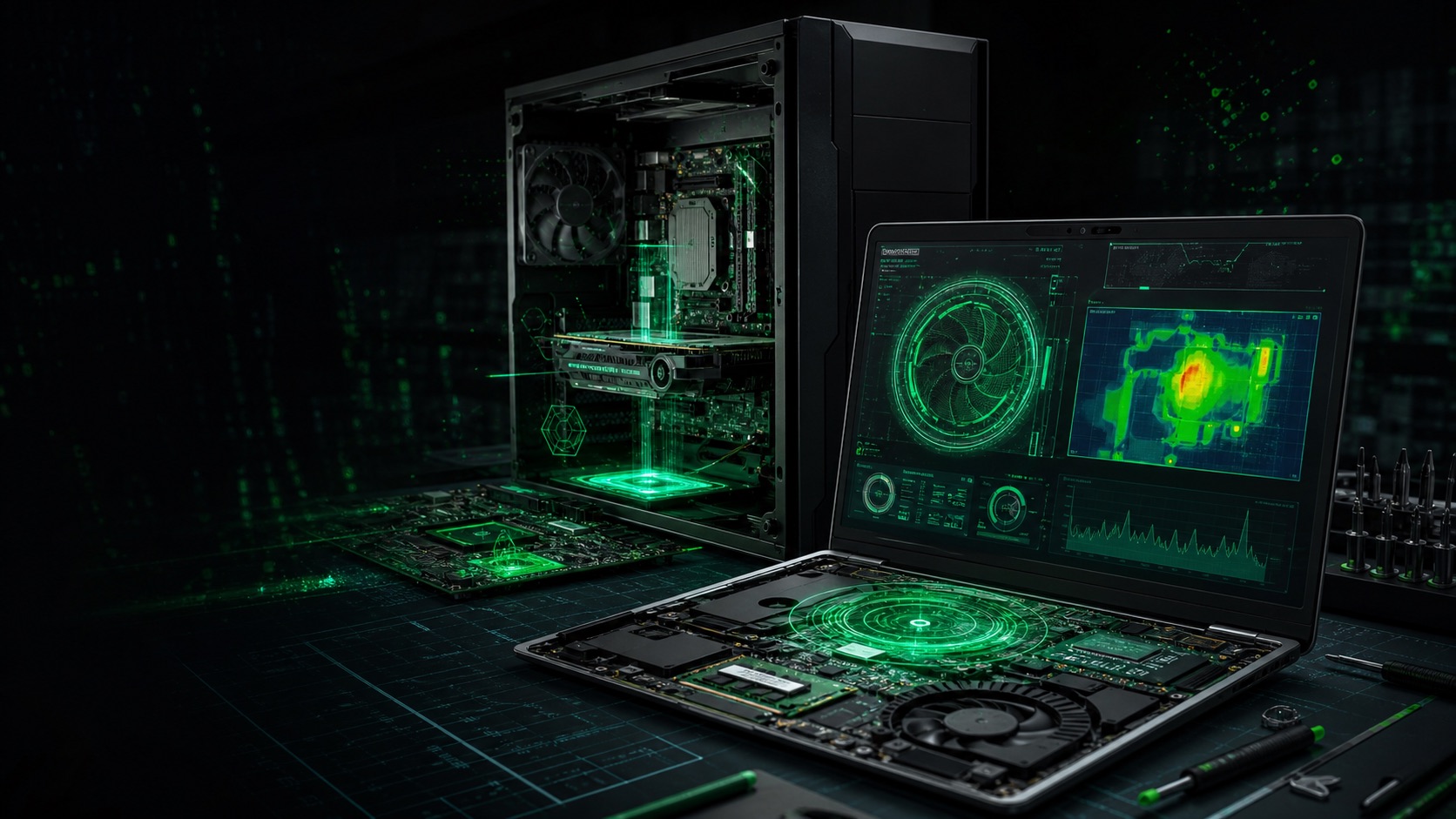 Futuristická diagnostika notebooku a PC komponent